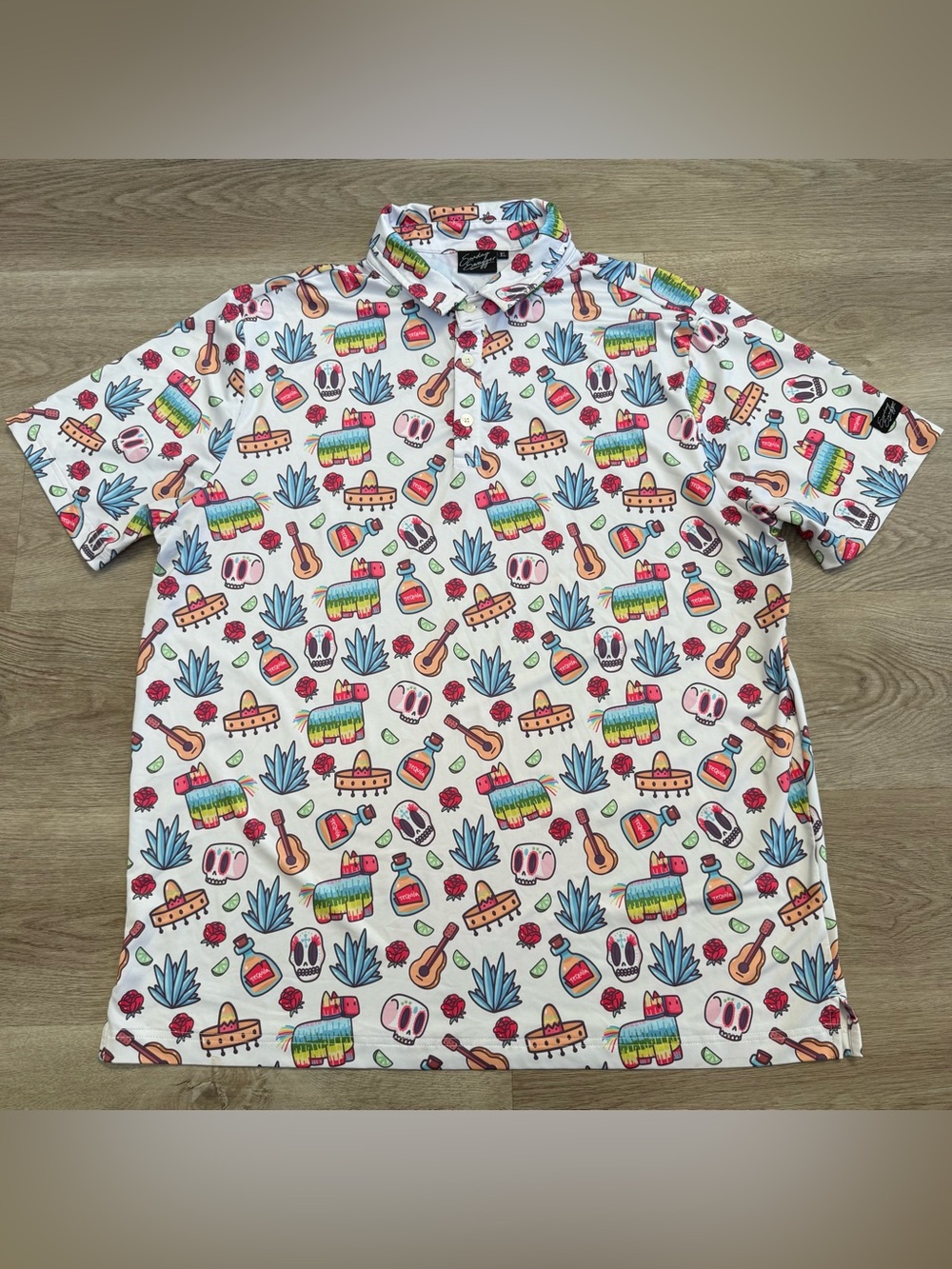 Sunday Swagger Fiesta Tequila Polo Shirt Men’s XL Golf All Over Print Rare